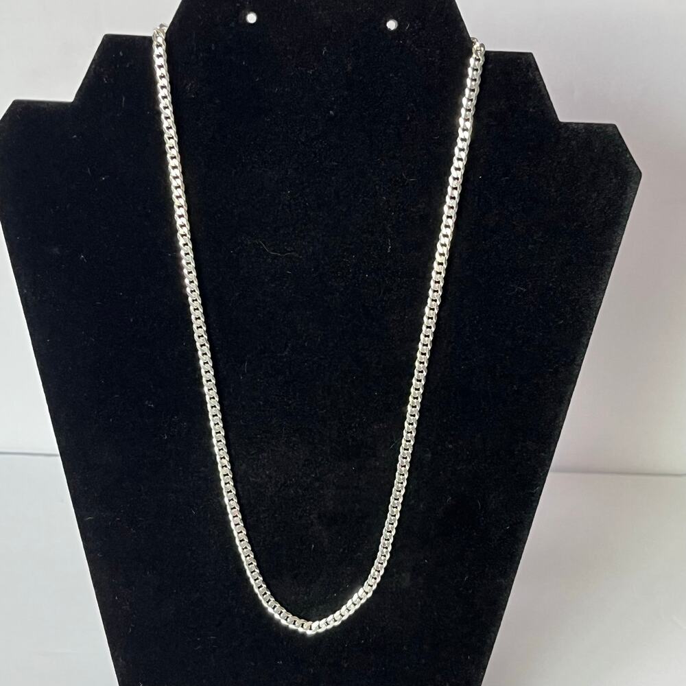 925 Sterling Silver Mexico Curb Chain Necklace 20” 4mm Wide 12.39g GA01